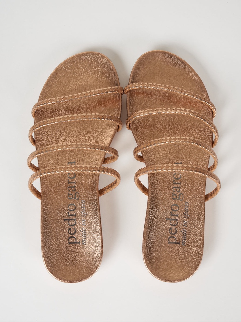 Pedro Garcia Rose Gold Strappy Slide Sandals